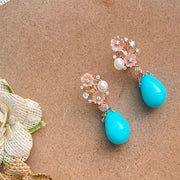 Turquoise Delight rose gold Floral Earrings